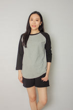 Load image into Gallery viewer, Japanese Heavyweight Raglan 3/4 Sleeve Tee Unisex (Grey+ Black Sleeve)
