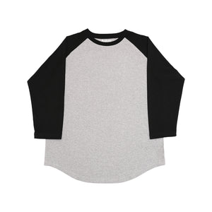 Japanese Heavyweight Raglan 3/4 Sleeve Tee Unisex (Grey+ Black Sleeve)