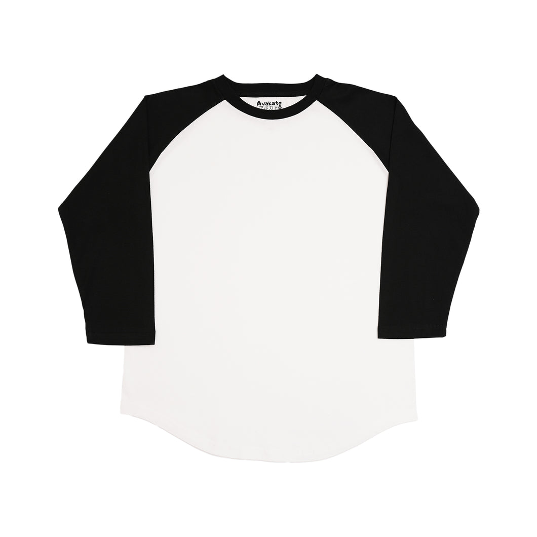 Japanese Heavyweight Raglan 3/4 Sleeve Tee Unisex (White+ Black Sleeve)